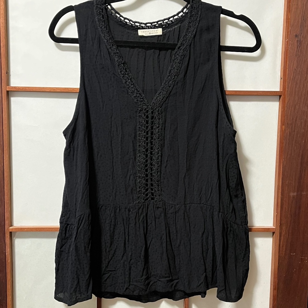 Lovestitch Boho Black Sleeveless Blouse